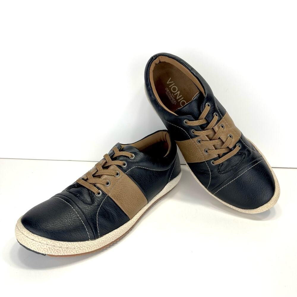 Vionic Tahoe Women Sneaker Size 7.5 Black Y Tan Orthaheel Technology Podiatrist